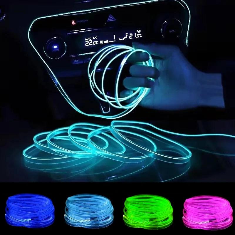 Car LED Strips Interior Decorative Lamp Flexible Neon Cold RGB Lights - SajiDeals