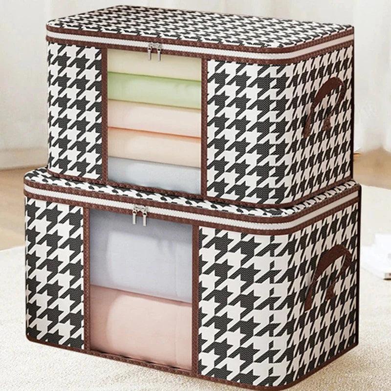 Foldable Large Capacity Storage Box Portable Household Clothes Organizer With Handles Visible Dustproof Quilt Zipper Container - SajiDeals