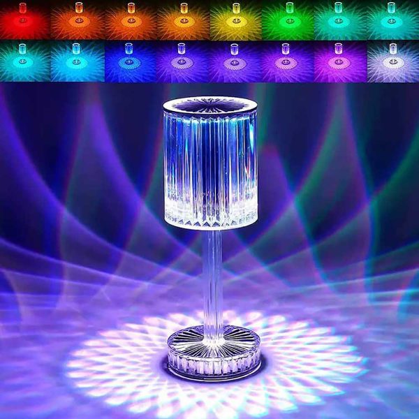 Rgb Crystal Touch Table Lamp, Led Night Light Bedside Lamp With Usb Charging Port For Living Room Bedroom - SajiDeals