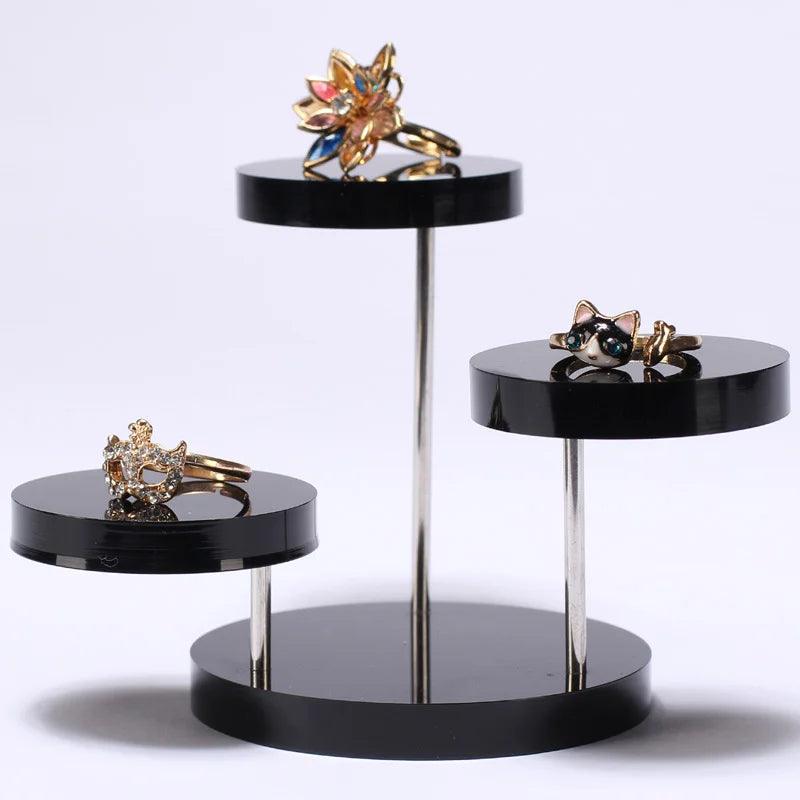Multi-Layer Acrylic Ring Display Stand Earring Jewelry Holder Rack Gemstone Showcase Mini Anime Action Figure Storage Shelf - SajiDeals