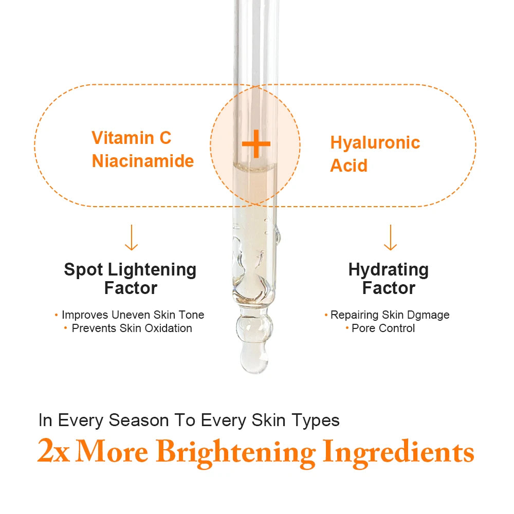 Vitamin C Serum For Face Dark Spots Fading Hyaluronic Acid Moisturizing Plumping Whitening Serum Skin Care Products JoyPretty - SajiDeals