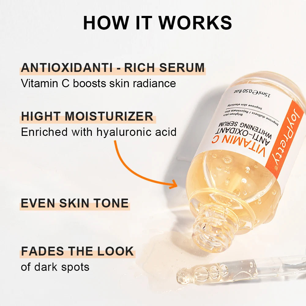 Vitamin C Serum For Face Dark Spots Fading Hyaluronic Acid Moisturizing Plumping Whitening Serum Skin Care Products JoyPretty - SajiDeals