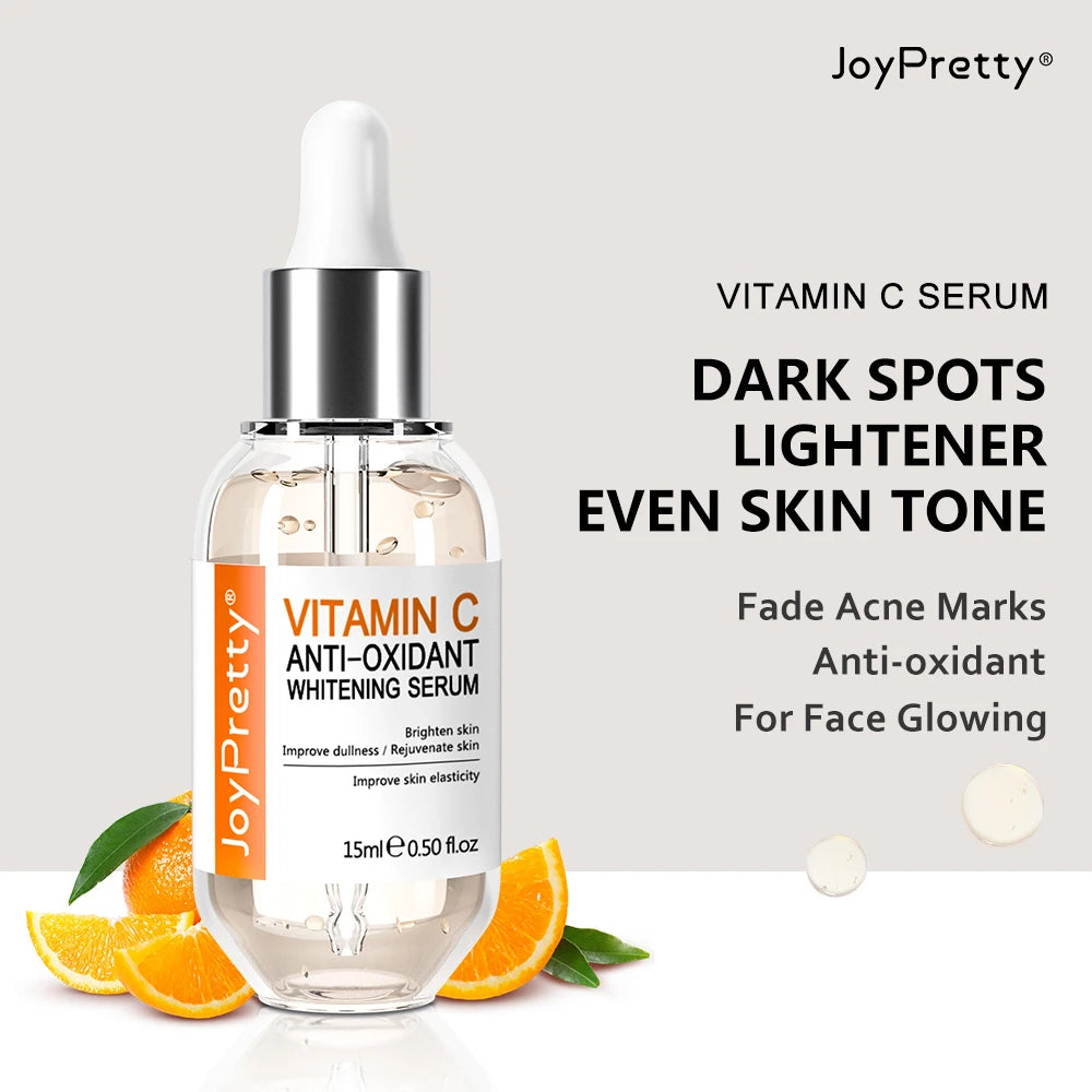 Vitamin C Serum For Face Dark Spots Fading Hyaluronic Acid Moisturizing Plumping Whitening Serum Skin Care Products JoyPretty - SajiDeals