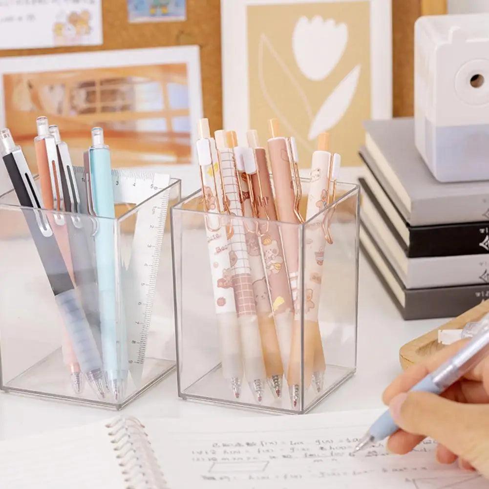 Acrylic Pen Pencil Pot Holder Brush Storage Container Desk Organizer Transparent Makeup Cosmetics Brush - SajiDeals