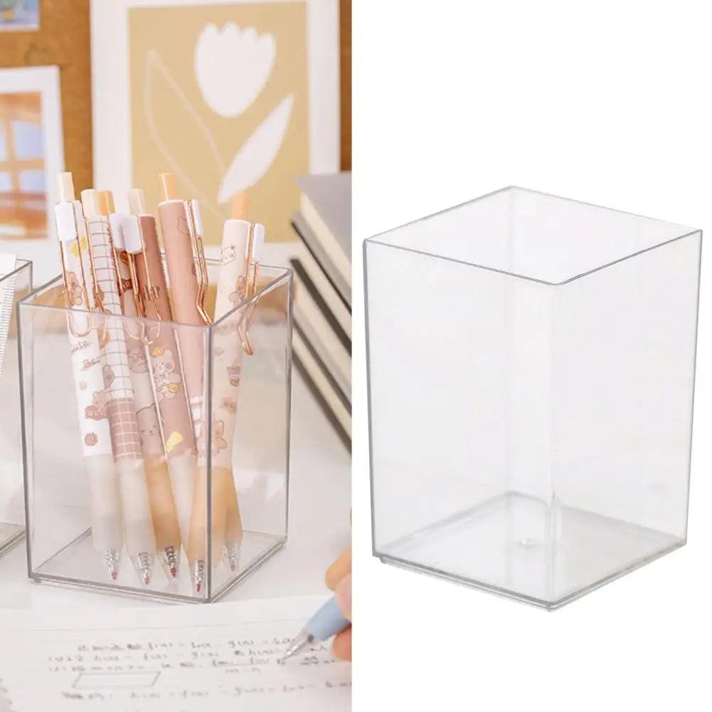 Acrylic Pen Pencil Pot Holder Brush Storage Container Desk Organizer Transparent Makeup Cosmetics Brush - SajiDeals