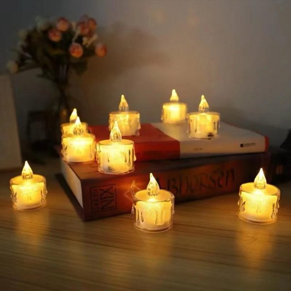 Pack Of 12 Warm White Flameless Led Tealight Candle Decorative Battery Operated Tea Lights - SajiDeals